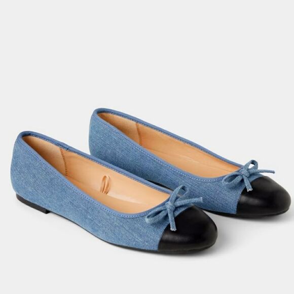 BRAND NEW ROUGE HELUIM DENIM BALLET BOWNOT FLAT SHOE G1 - Picture 1 of 13
